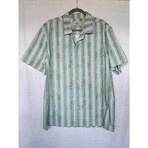 Solitude Green White Palm Tree Short Sleeve Button Down, Sz. XL‎